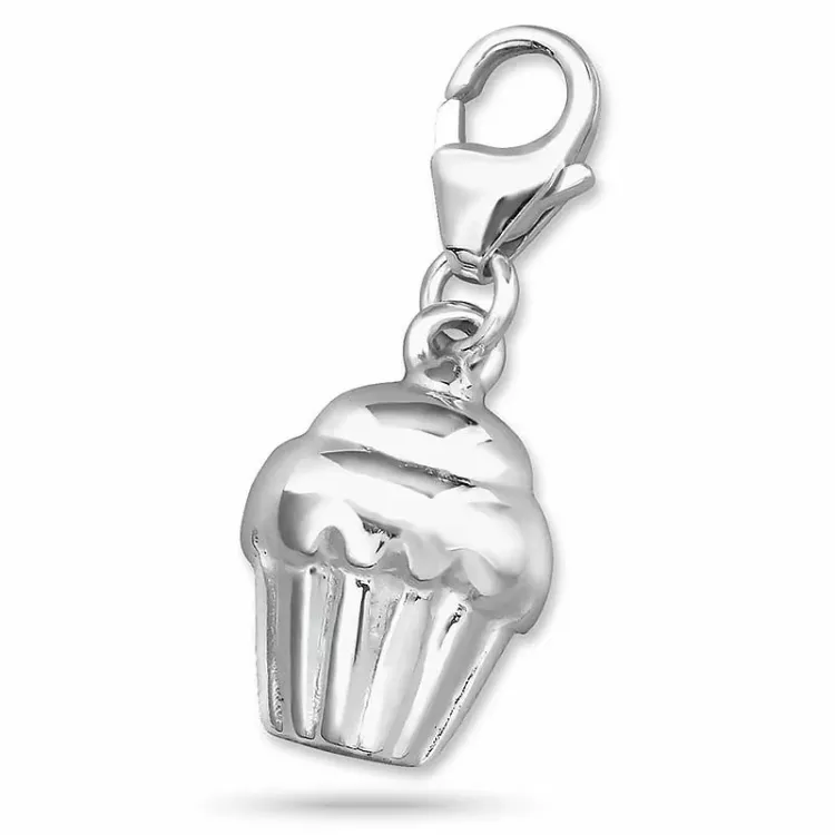 Elegant cup cake bedeltje in zilver