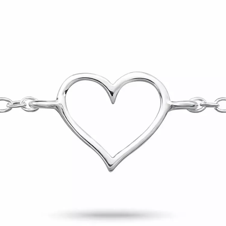 Hart enkelbandje in zilver met hartjes hanger in zilver
