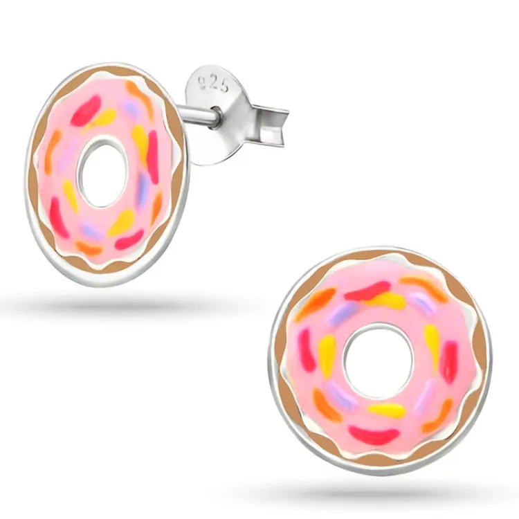 donut oorbellen in zilver - Little Ones