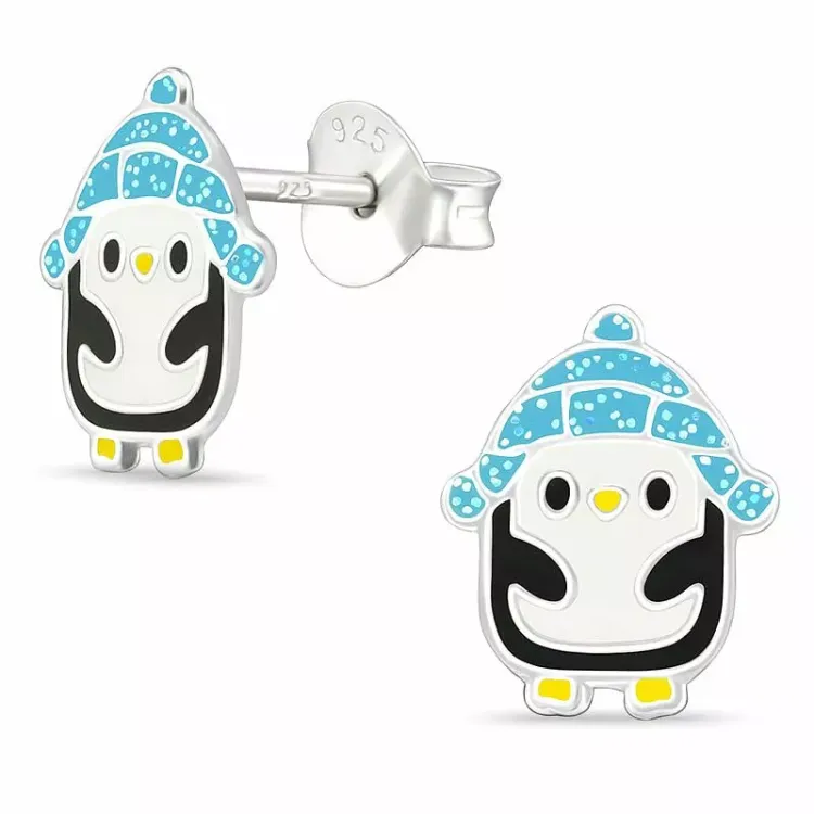 pinguin oorsteker in zilver - Little Ones