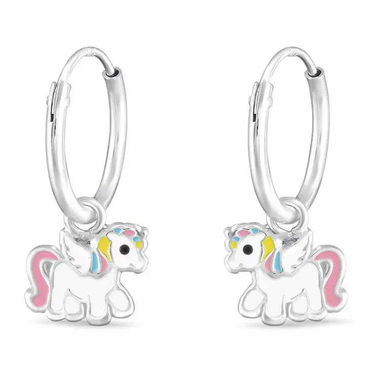 12 mm paarden creool in zilver - Little Ones