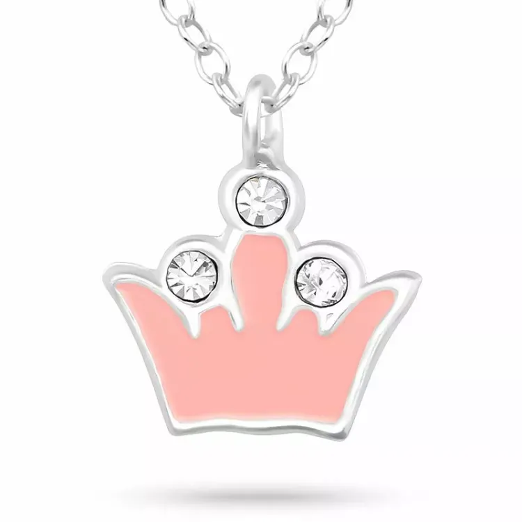 Kroon ketting in zilver met hanger in zilver
