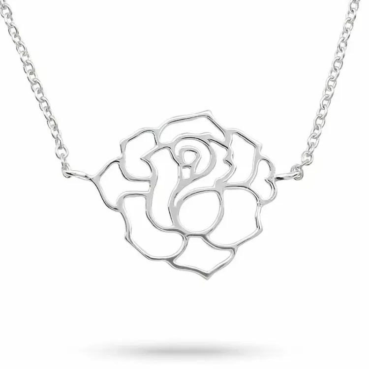 Roze ketting in zilver met hanger in zilver
