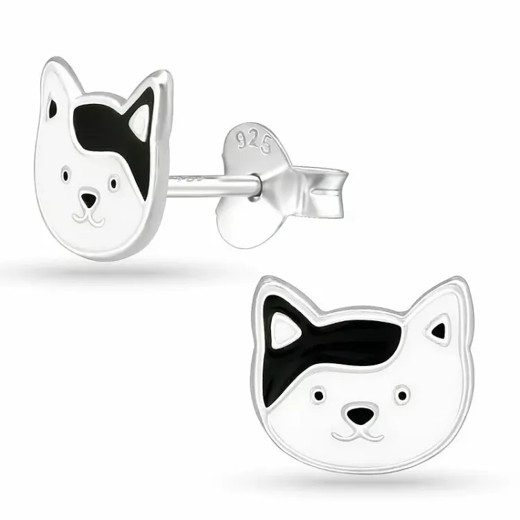katten oorbellen voor kinderen in zilver - Little Ones