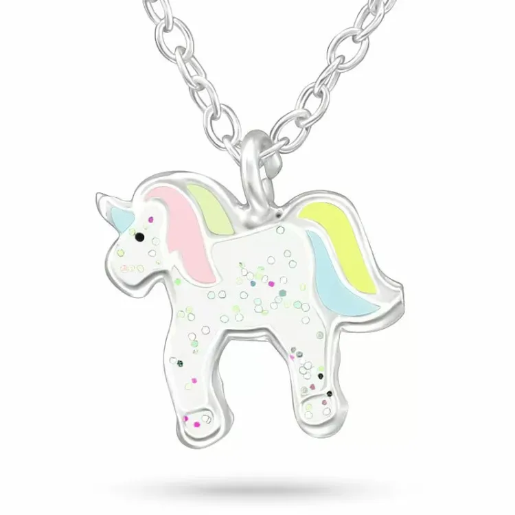 eenhoorn ketting in zilver met hanger in zilver
