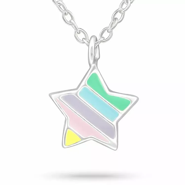 ster ketting in zilver met hanger in zilver - Little Ones