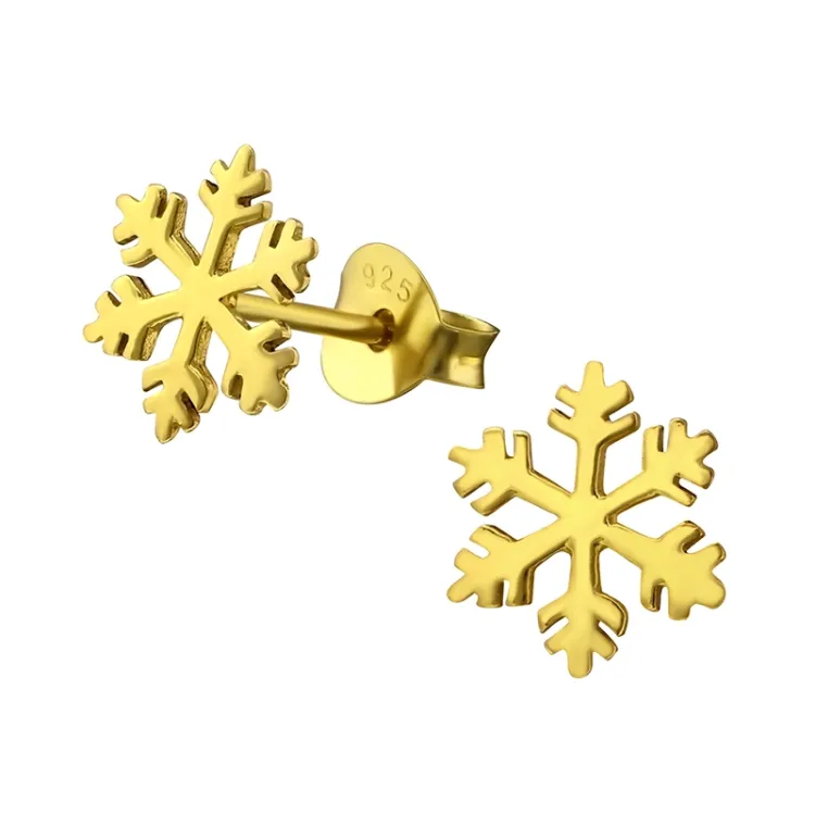 sneeuwvlokken oorbellen in verguld sterlingzilver - Little Ones