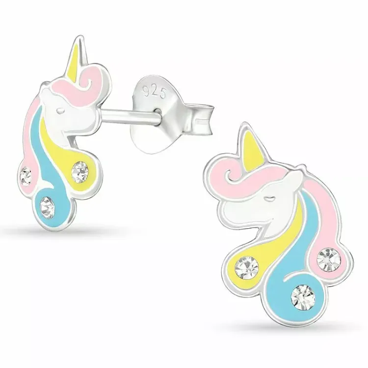 eenhoorn oorbellen voor kinderen in zilver - Little Ones
