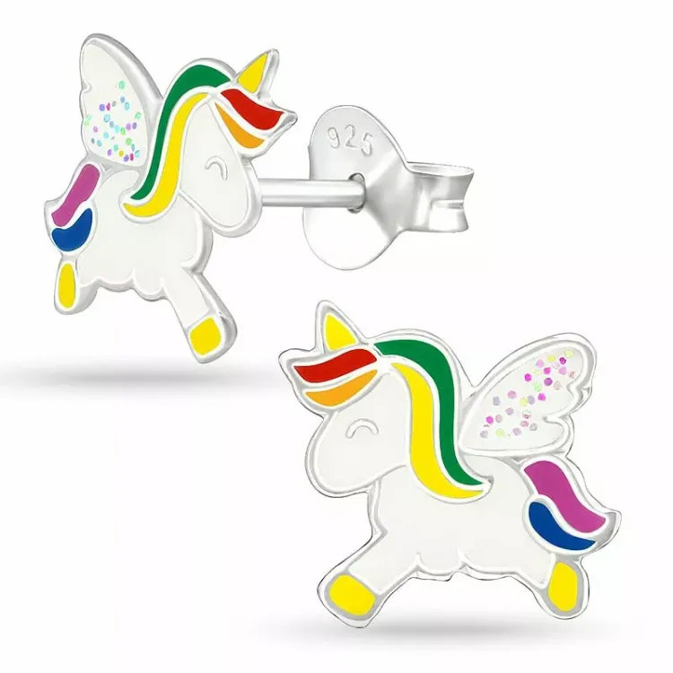 eenhoorn oorbellen voor kinderen in zilver - Little Ones