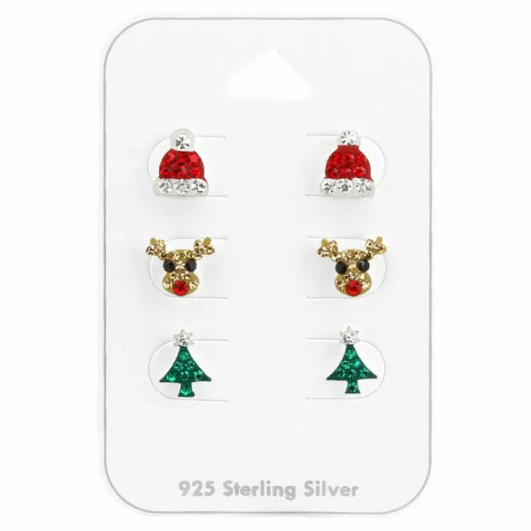 kerstmis kristal oorsteker in zilver - Little Ones