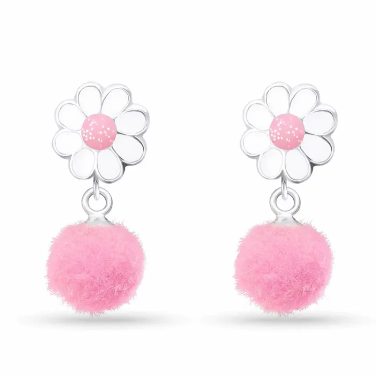 lange bloem oorbellen in zilver - Little Ones