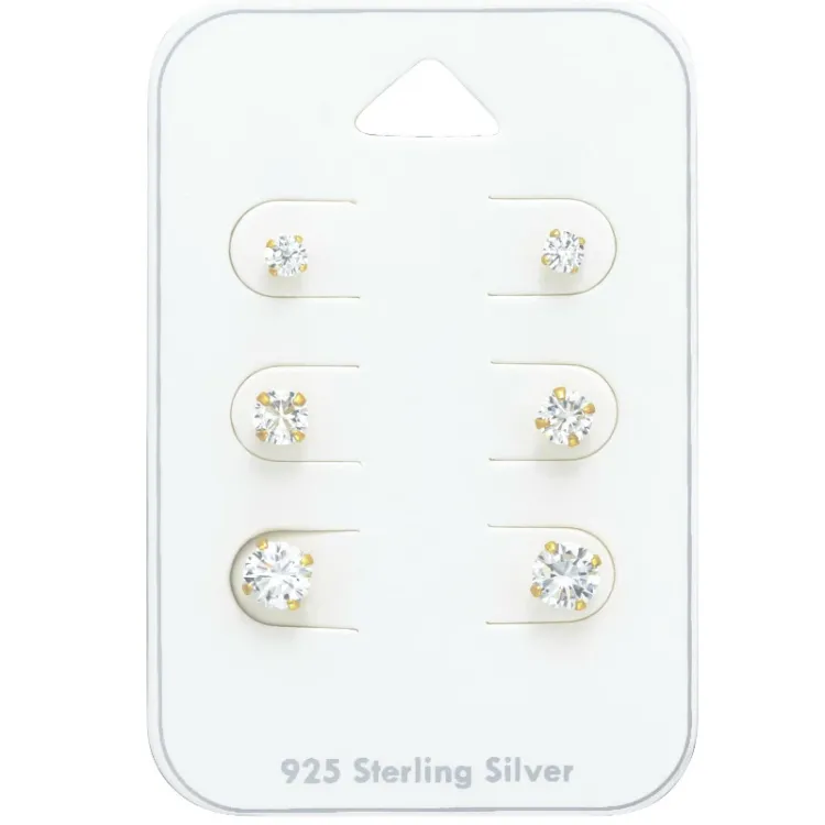 3 x 4 x 5 mm zirkoon oorsteker in verguld zilver
