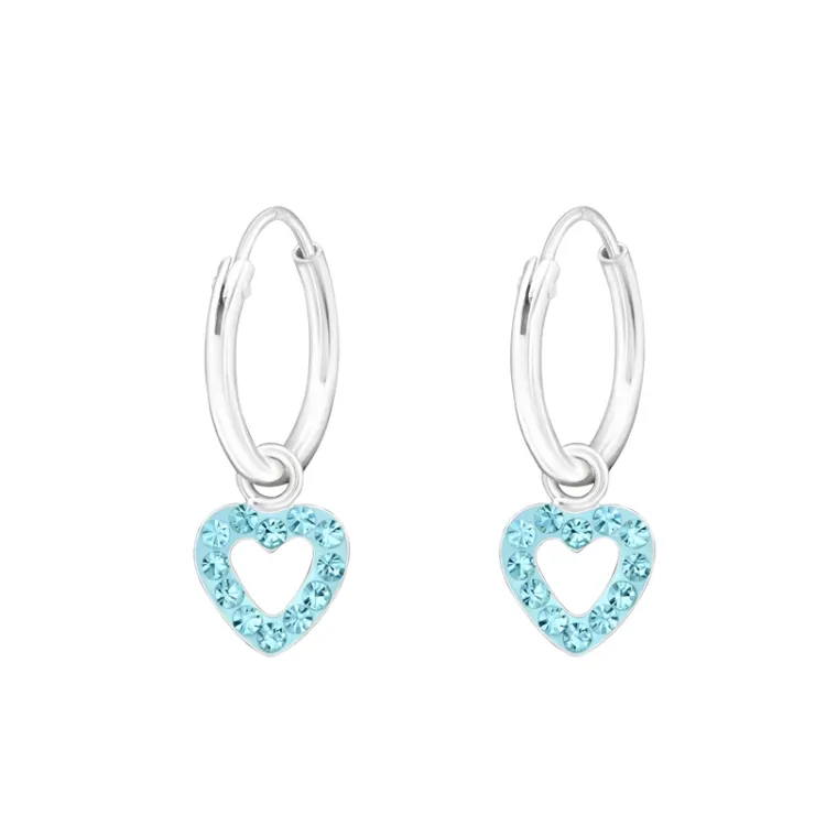 12 mm hart kristal creool in zilver - Little Ones