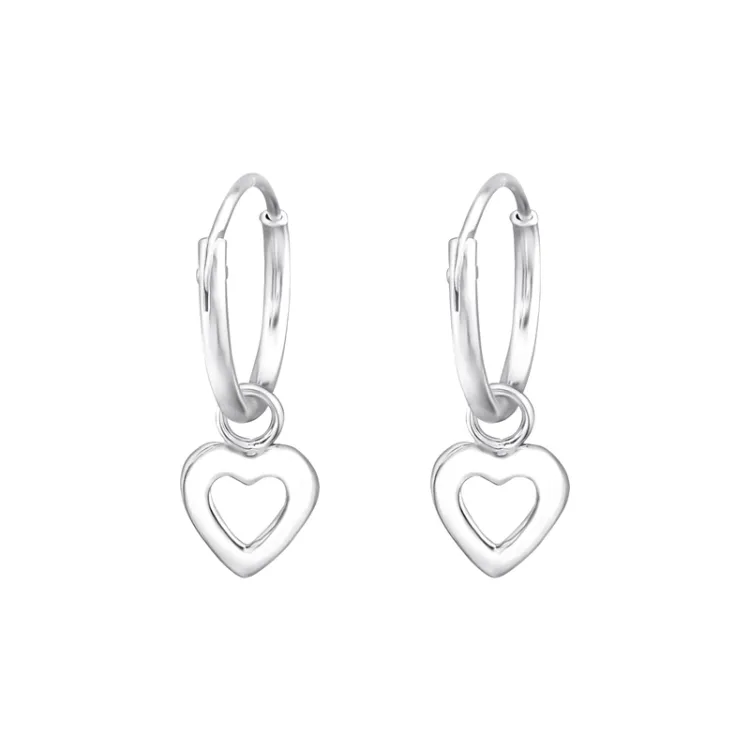 12 mm hart creool in zilver - Little Ones