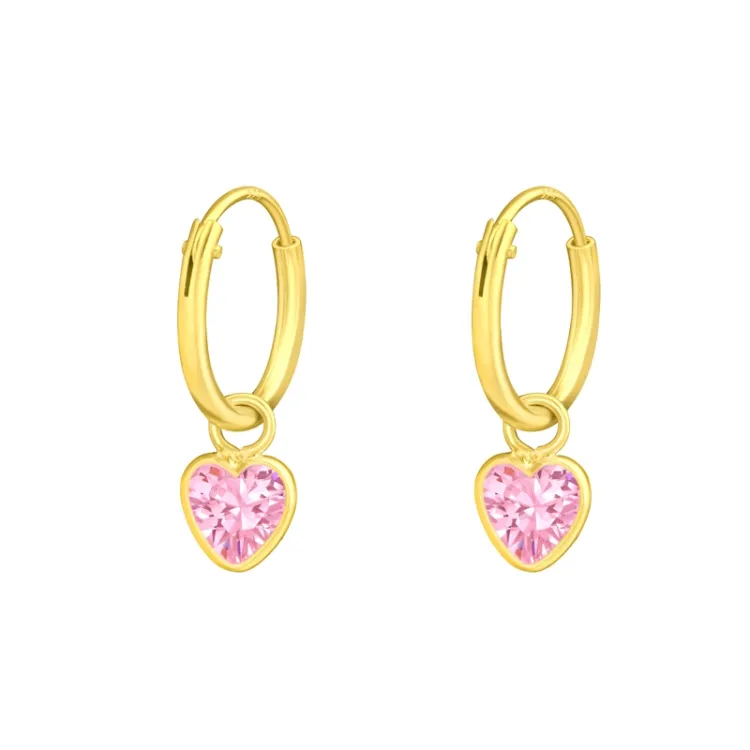 12 mm hart zirkoon creool in verguld zilver - Little Ones