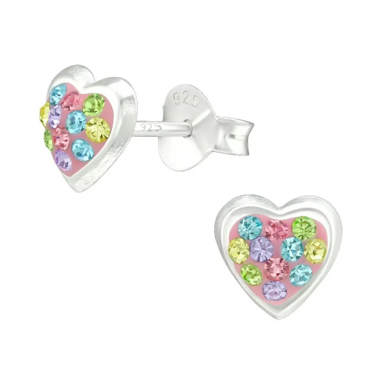 hart kinder oorbellen in zilver - Little Ones