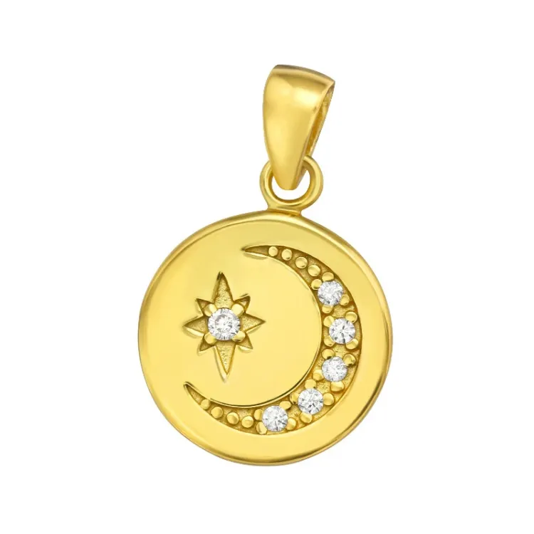 maan en ster hanger in verguld sterlingzilver - Little Ones