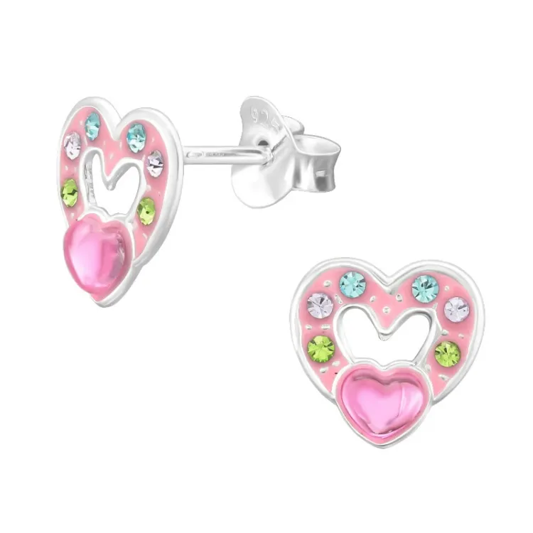 hart kinder oorbellen in zilver - Little Ones
