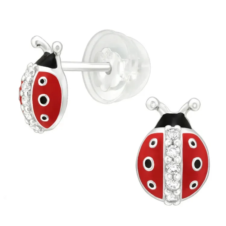 lieveheersbeestje kinder oorbellen in zilver - Little Ones