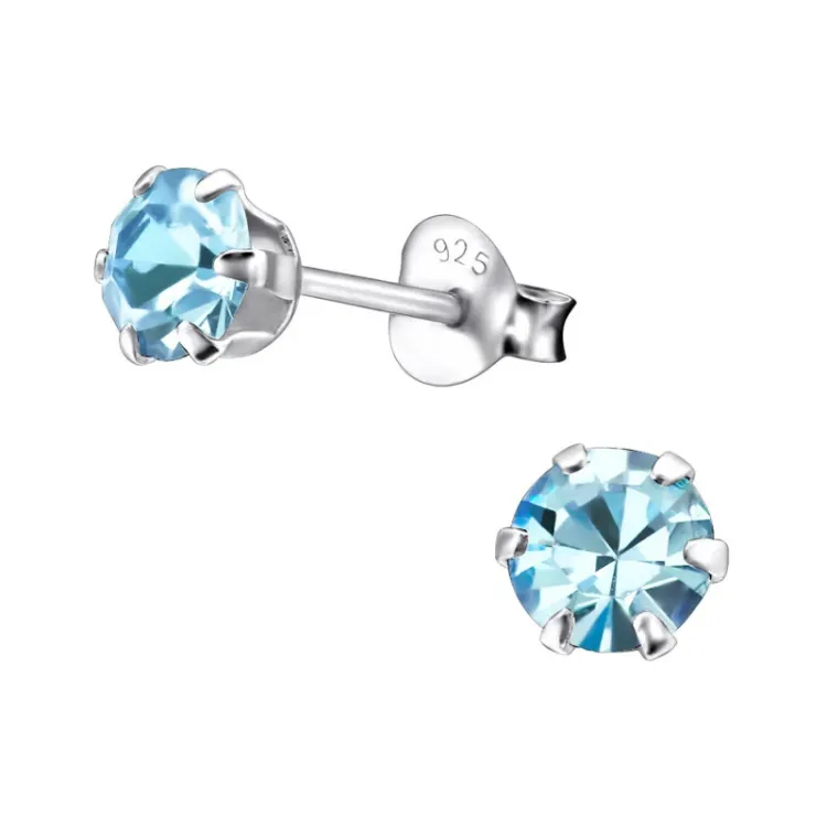 5 mm kristal oorsteker in zilver - Little Ones