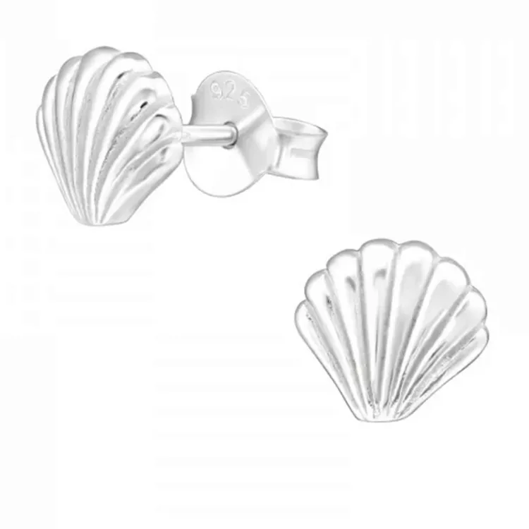 schelp kinder oorbellen in zilver - Little Ones