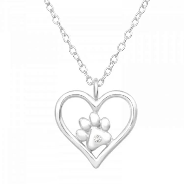 hart poot ketting met hanger in zilver - Little Ones