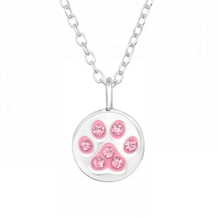 poot kristal ketting met hanger in zilver - Little Ones