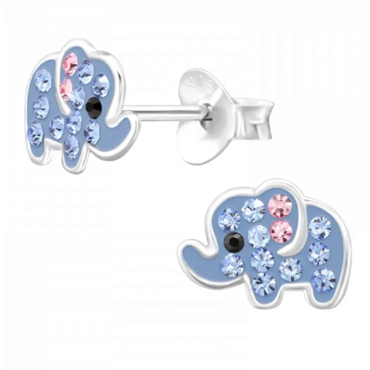 olifant kristal oorbellen in zilver - Little Ones