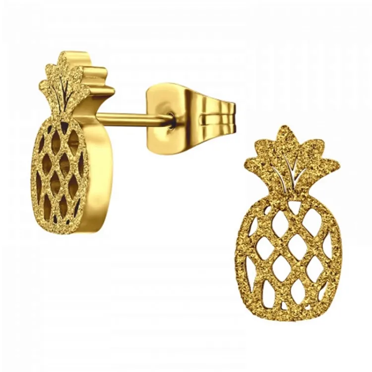 ananas oorbellen in verguld zilver - Little Ones