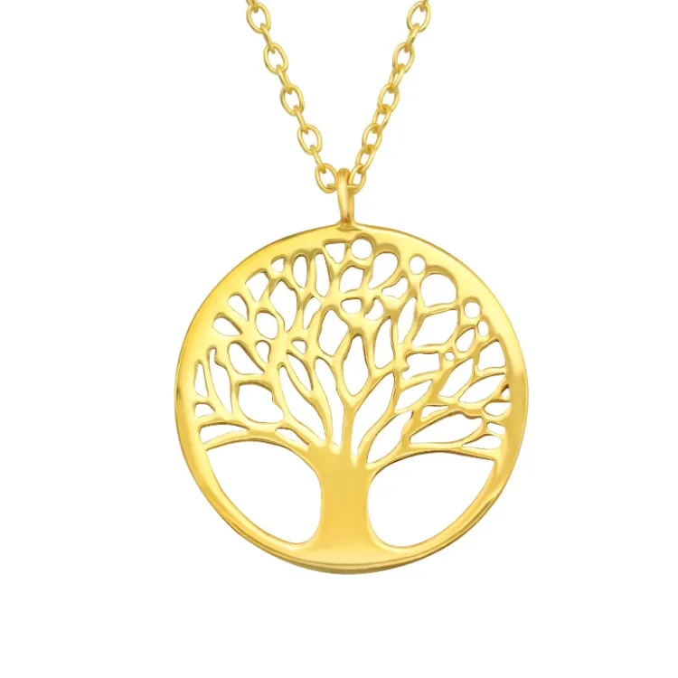 boom van het leven ketting met hanger in verguld sterlingzilver