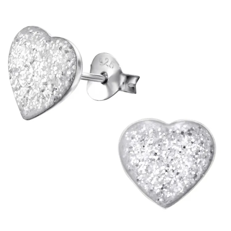 hart witte oorbellen in zilver - Little Ones