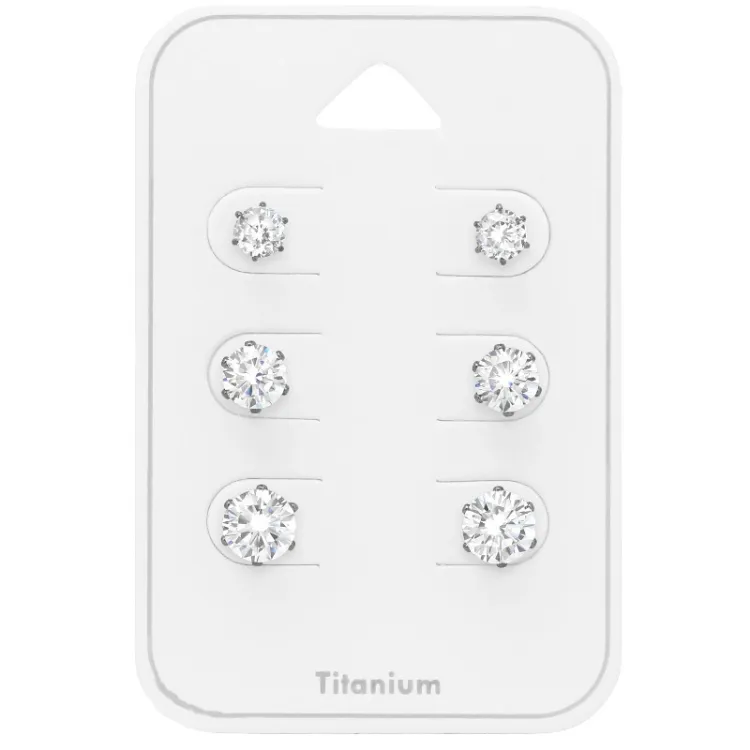 4 x 5 x 6 mm witte zirkoon oorsteker in titanium