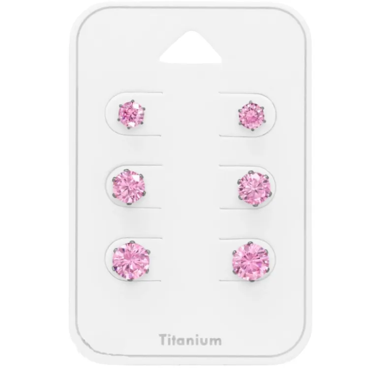 4 x 5 x 6 mm roze zirkoon oorsteker in titanium