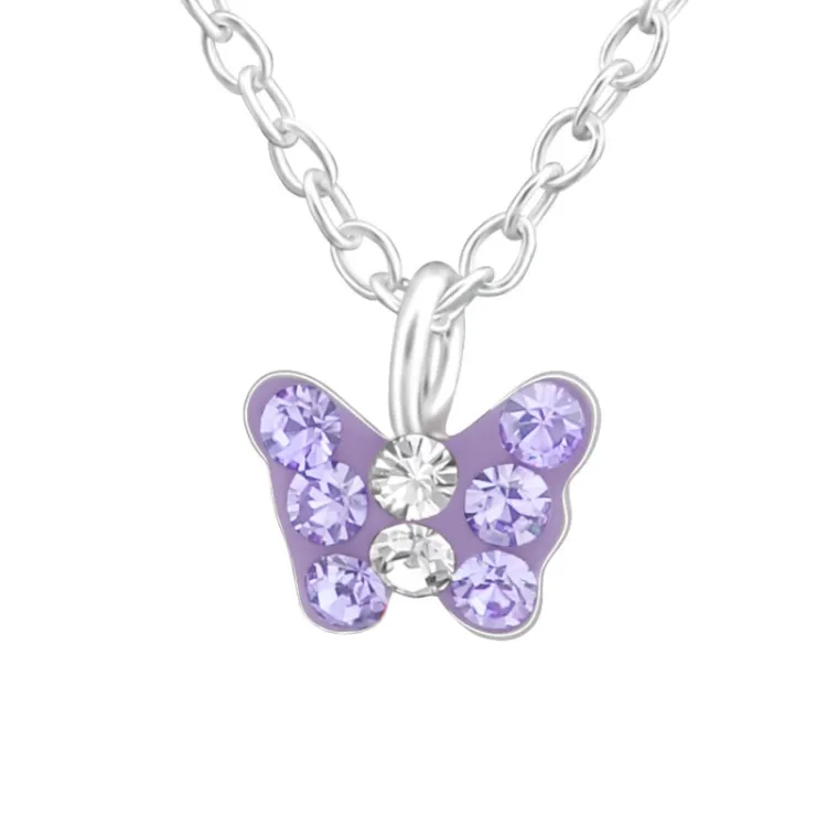 vlinder paarse hanger in zilver - Little Ones