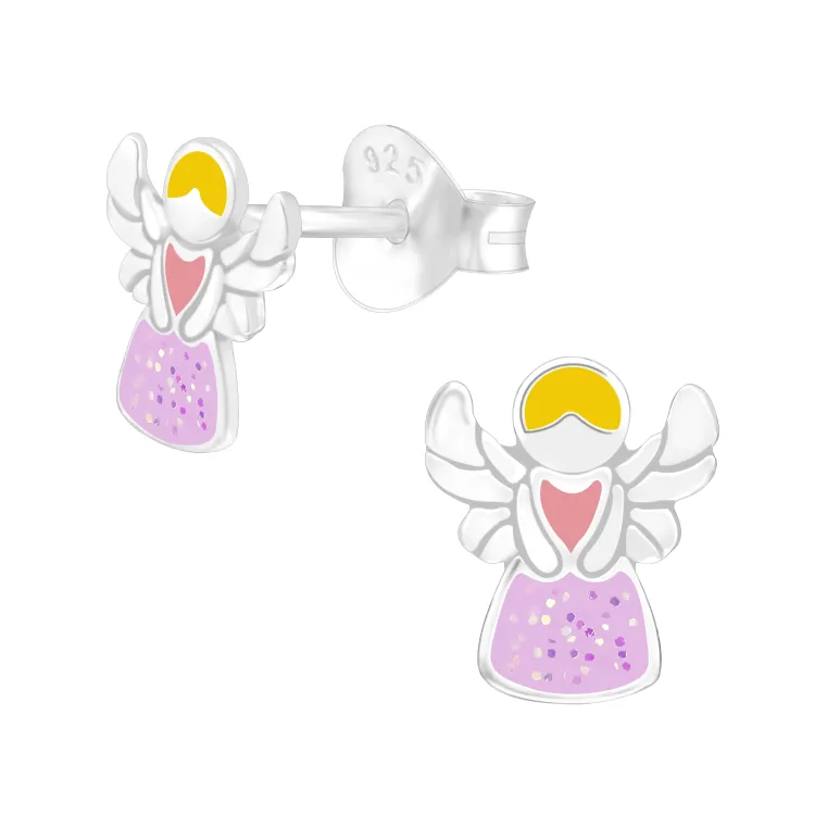 engel kinder oorbellen in zilver - Little Ones