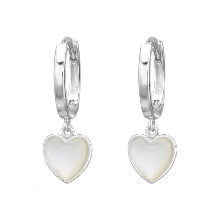 12 mm hart parelmoer creool in verzilverd messing - Amoré