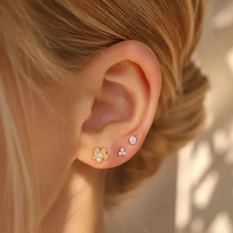 oorsteker in verguld sterlingzilver met lab grown diamant 