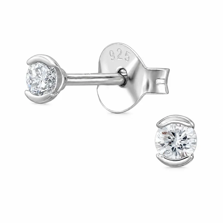 oorsteker in gerodineerd zilver met lab grown diamant 