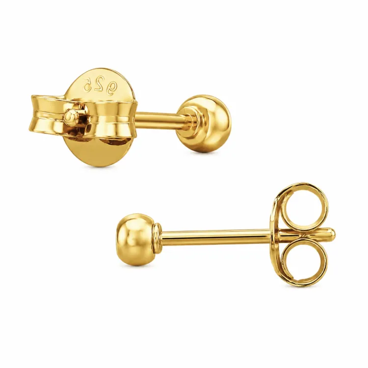 oorsteker in verguld sterlingzilver met lab grown diamant 