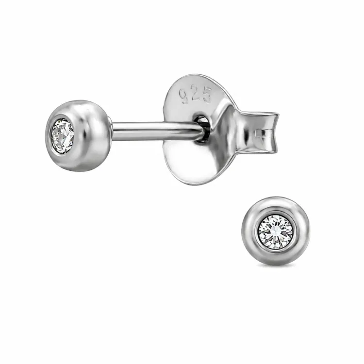 oorsteker in gerodineerd zilver met lab grown diamant 