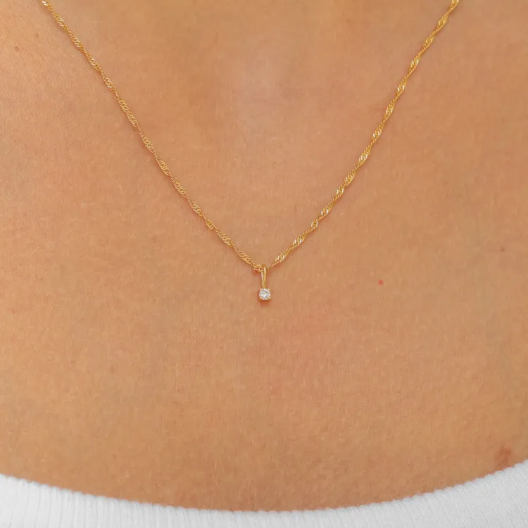 lab grown diamant hanger met ketting in 925 caraat verguld sterlingzilver 0,035 ct