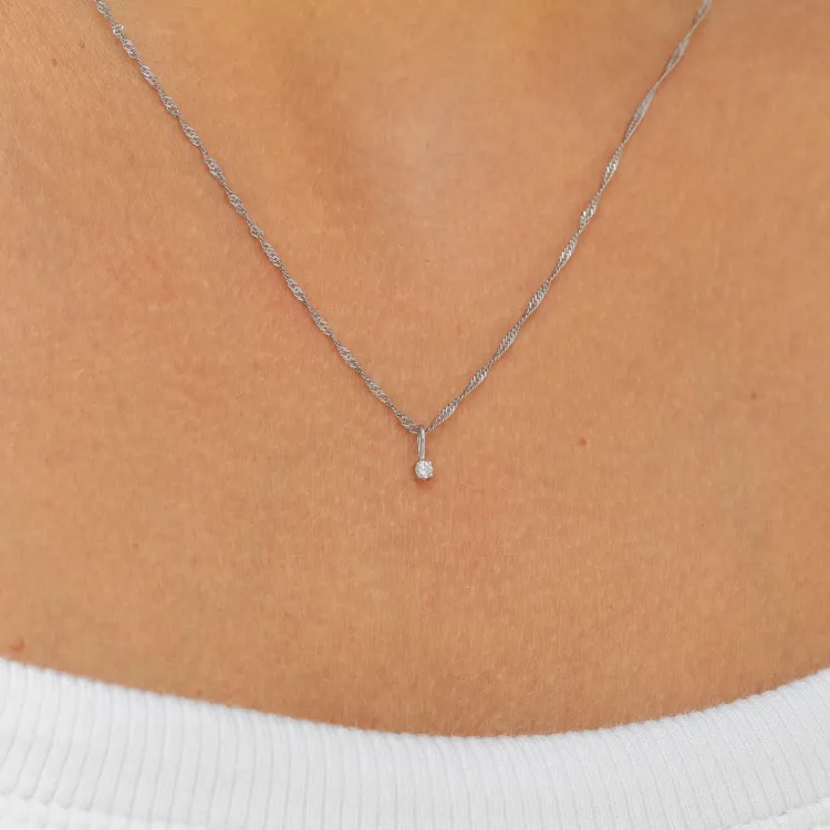 lab grown diamant hanger met ketting in 925 caraat zilver  0,035 ct