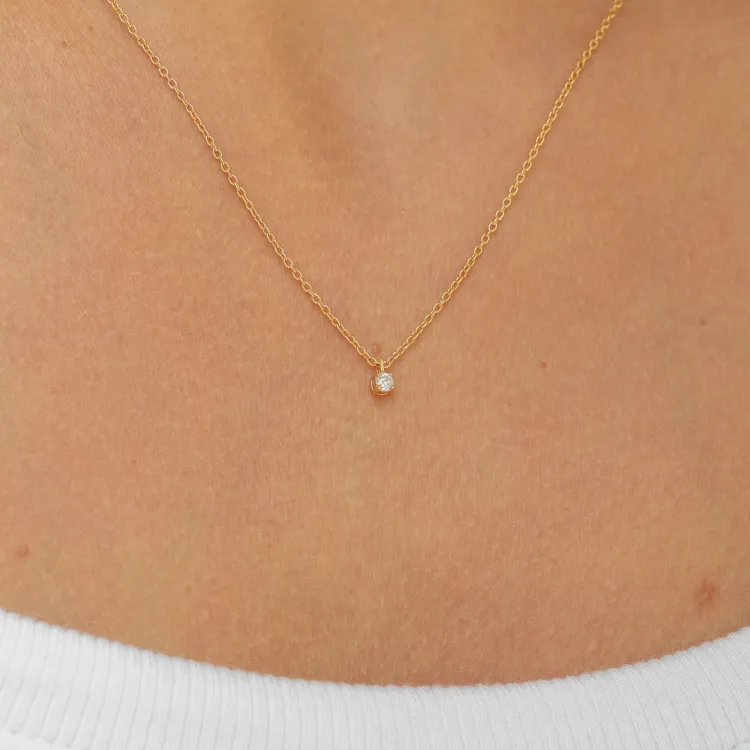 lab grown diamant ketting met hanger in verguld sterlingzilver