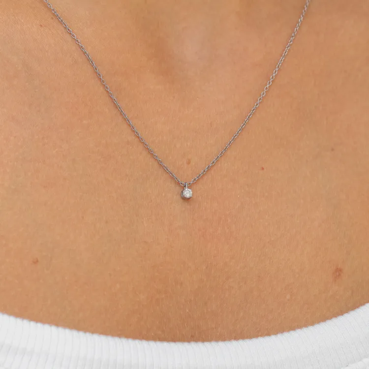 lab grown diamant hanger met ketting in 925 caraat zilver 0,062 ct