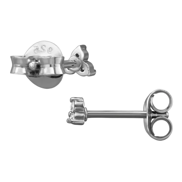 driehoekig lab grown diamant oorsteker in zilver met lab grown diamant 