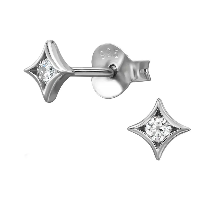 oorsteker in gerodineerd zilver met lab grown diamant 