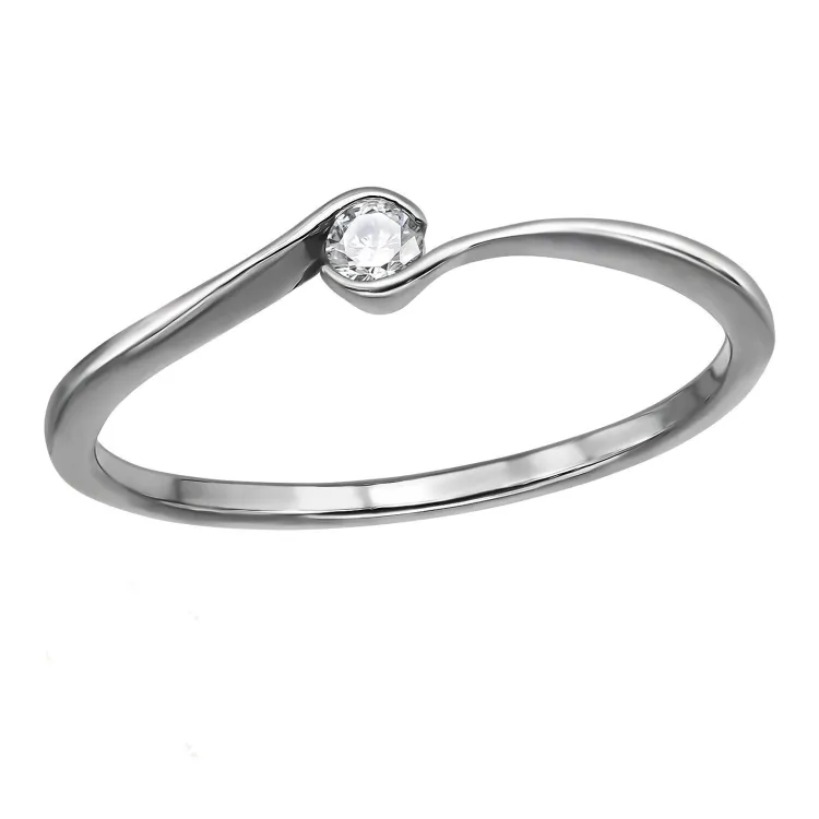 lab grown diamant solitaire ring in gerodineerd zilver
