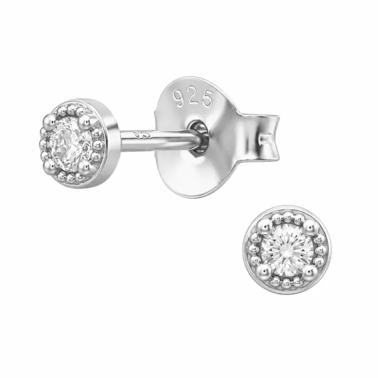 solitaire oorbel in gerodineerd zilver met lab grown diamant 