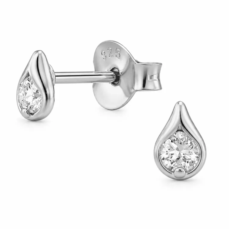 solitaire oorbel in gerodineerd zilver met lab grown diamant 