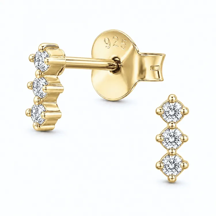 oorbellen in verguld sterlingzilver met lab grown diamant 